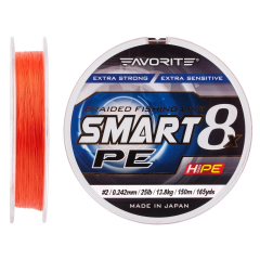 Шнур Favorite Smart PE 8x 150м (red orange) #2/0.242mm 25lb/13.8kg