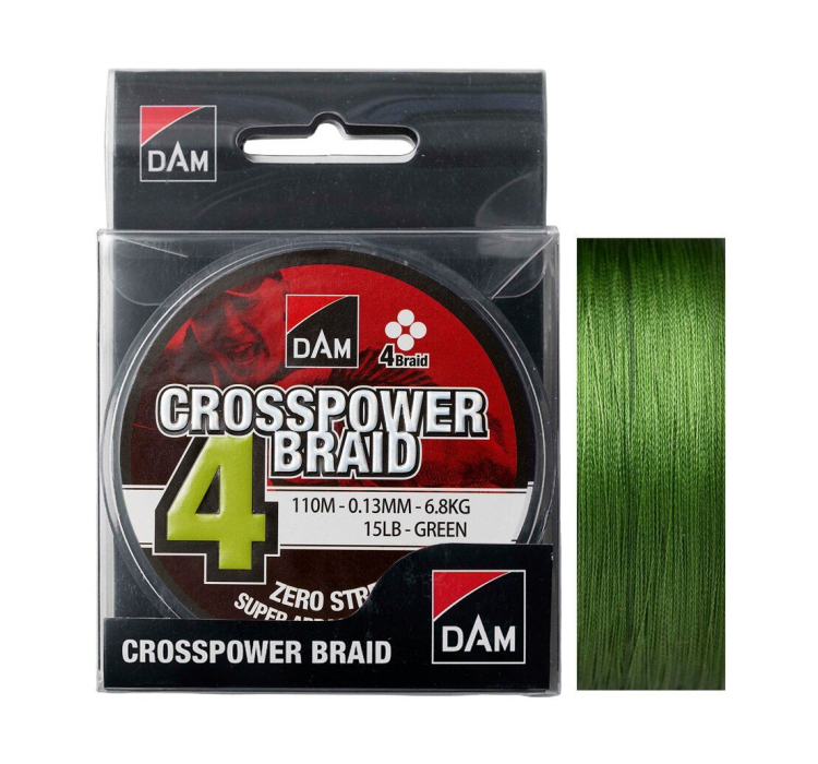 Шнур DAM Crosspower 4-Braid 110м 0,22мм 11,3кг/25Lb (зелений) - 1 Шнур DAM Crosspower 4-Braid 110м 0,22мм 11,3кг/25Lb (зелений) - 1