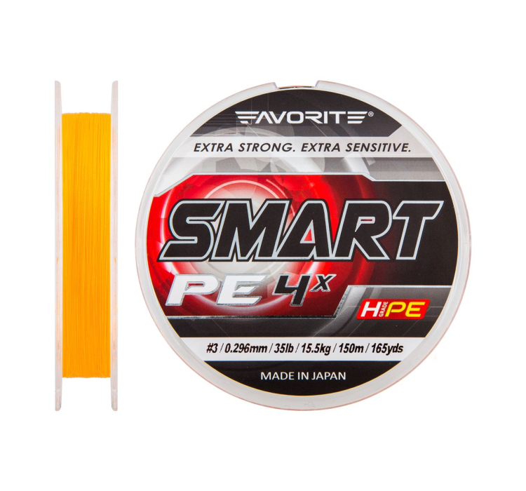 Шнур Favorite Smart PE 4x 150м (оранжевий) #3.0/0.296мм 15.5кг - 1 Шнур Favorite Smart PE 4x 150м (оранжевий) #3.0/0.296мм 15.5кг - 1