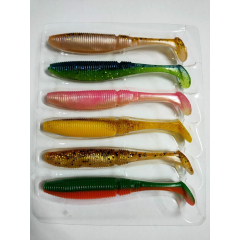 Силиконовая приманка Nomura Rolling Shad (їстівний) 100мм 9g. цвет 055 (green orange) 6шт (MIX)