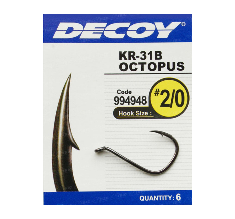 Крючок Decoy KR-31 Octopus Black Nickeled #6/0 (4 шт/уп) - 1 Крючок Decoy KR-31 Octopus Black Nickeled #6/0 (4 шт/уп) - 1