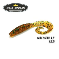 Силиконовая приманка Bait Breath Curly Grub 4.5" (8шт) (Ur24 Pumpkin/green*seed)