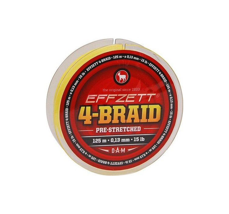 Шнур DAM Effzett 4-Braid 125м 0,20мм 9,9кг (жовтий) - 1 Шнур DAM Effzett 4-Braid 125м 0,20мм 9,9кг (жовтий) - 1