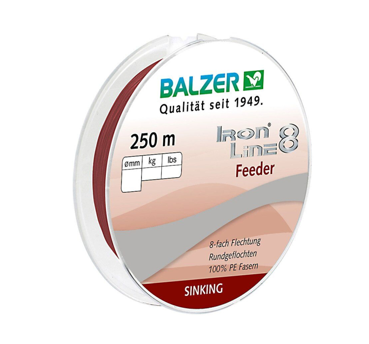 Шнур Balzer Iron Line Feeder 8x Dark Red 250м 0.10мм 8,1кг (темно-червоний) потопаючий - 1 Шнур Balzer Iron Line Feeder 8x Dark Red 250м 0.10мм 8,1кг (темно-червоний) потопаючий - 1