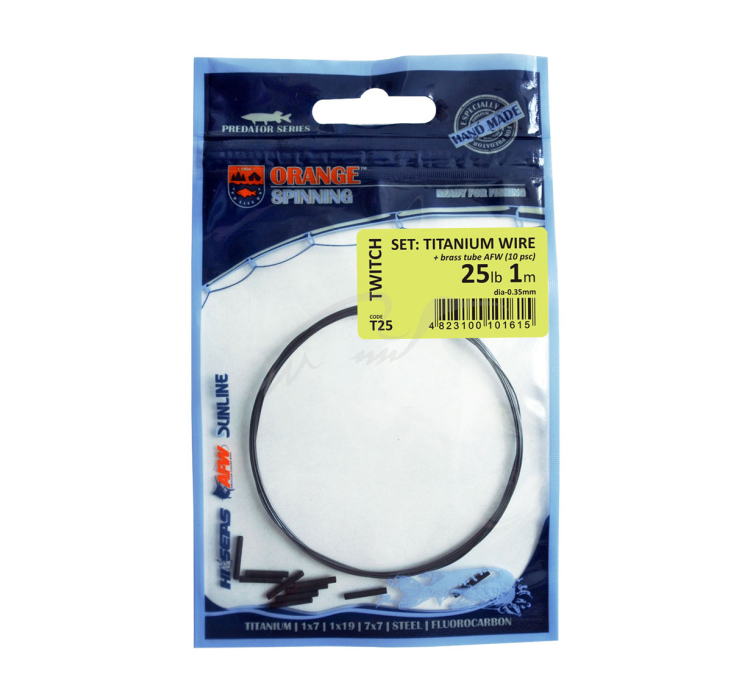 Поводковый материал Ukrspin Orange Spinning титан набор 7кг 1м и 10 трубочек - 1 Поводковый материал Ukrspin Orange Spinning титан набор 7кг 1м и 10 трубочек - 1