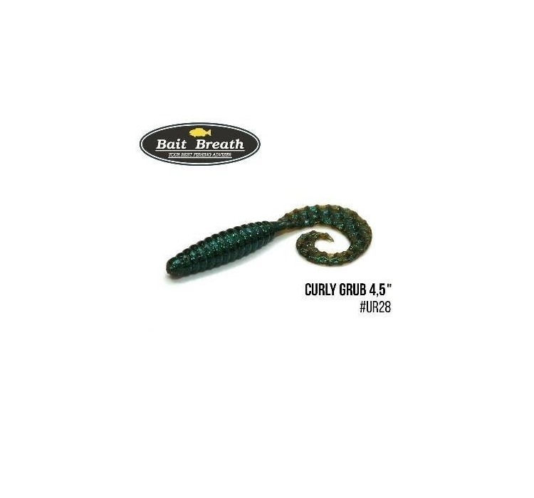 Силиконовая приманка Bait Breath Curly Grub 4.5" (8шт) (Ur28 Motoroil/green) - 1 Силиконовая приманка Bait Breath Curly Grub 4.5" (8шт) (Ur28 Motoroil/green) - 1