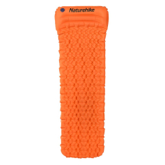 Одинарный надувной матрац с подушкой Nature Hike ULTRALIGH TPU 185x54x3см. Вес 460гр, оранж