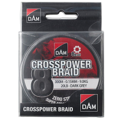 Шнур DAM Crosspower 8-Braid 300м 0,22мм 13,5кг/30лб (dark grey)