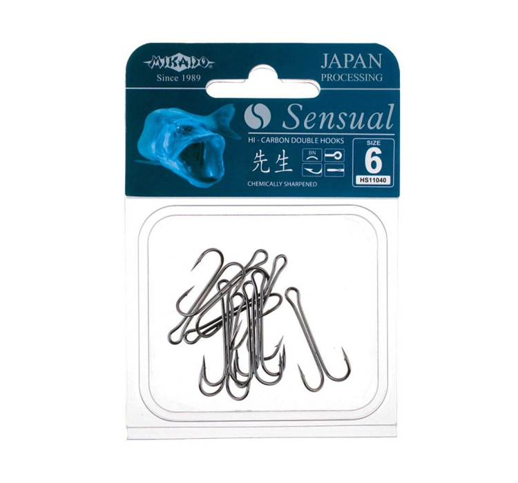 Крючок-двойник Mikado Sensual Double Hook №4 9шт. (black nickel) - 1 Крючок-двойник Mikado Sensual Double Hook №4 9шт. (black nickel) - 1