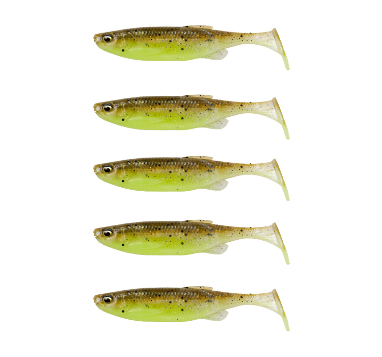 Силиконовая приманка Savage Gear Fat Minnow T-Tail 130 mm 20.0g Green Pearl Yellow (5 шт./уп) - 1 Силиконовая приманка Savage Gear Fat Minnow T-Tail 130 mm 20.0g Green Pearl Yellow (5 шт./уп) - 1