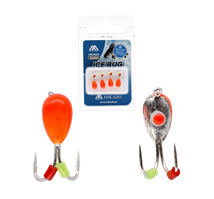 Мормишка Mikado Ice Bug 4мм 0.85гр помаранчевий/срібло 4шт. - 1 Мормишка Mikado Ice Bug 4мм 0.85гр помаранчевий/срібло 4шт. - 1