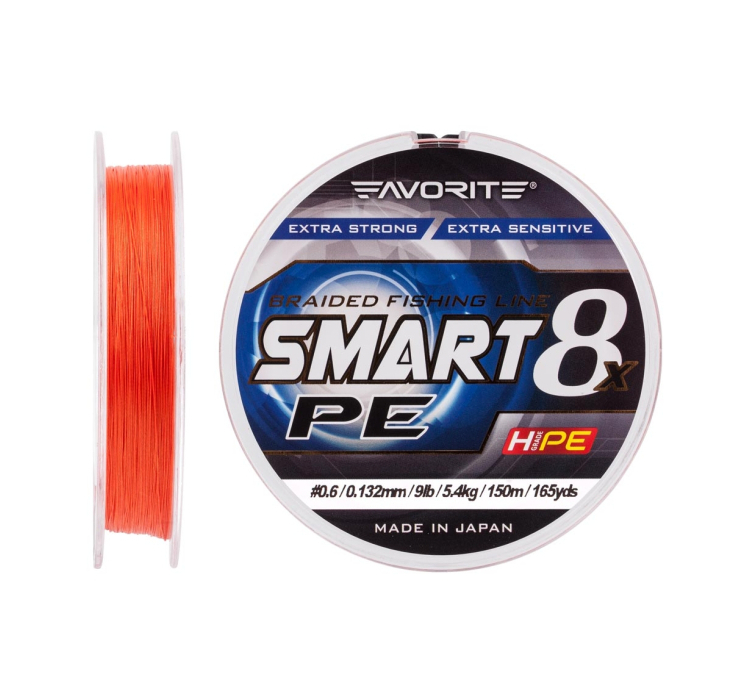 Шнур Favorite Smart PE 8x 150м (red orange) #0.6/0.132mm 9lb/5.4kg - 1 Шнур Favorite Smart PE 8x 150м (red orange) #0.6/0.132mm 9lb/5.4kg - 1