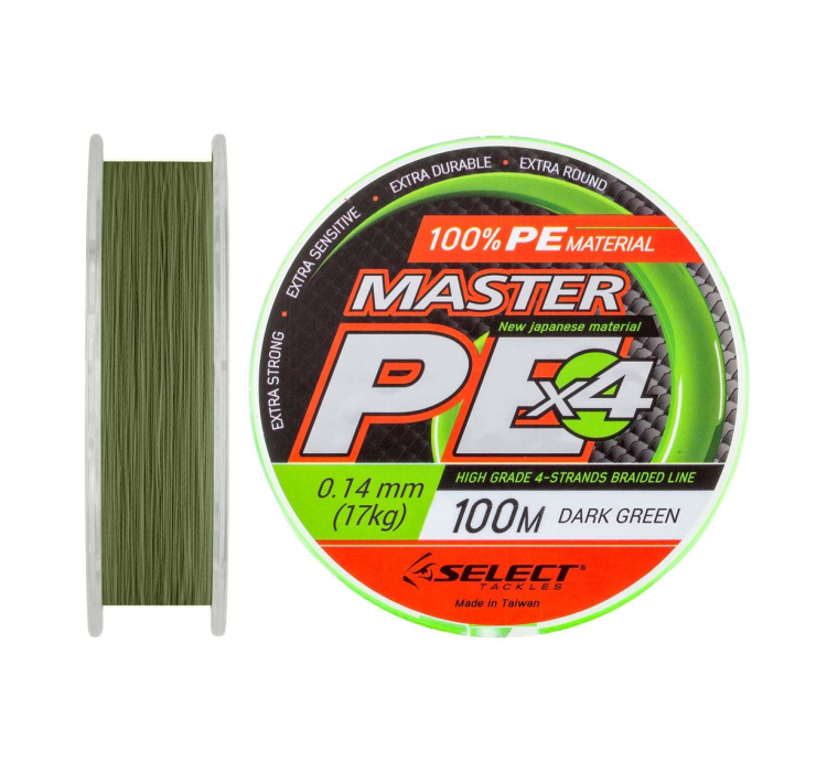 Шнур Select Master PE 100м (темн.-зел.) 0.14мм 17кг - 1 Шнур Select Master PE 100м (темн.-зел.) 0.14мм 17кг - 1