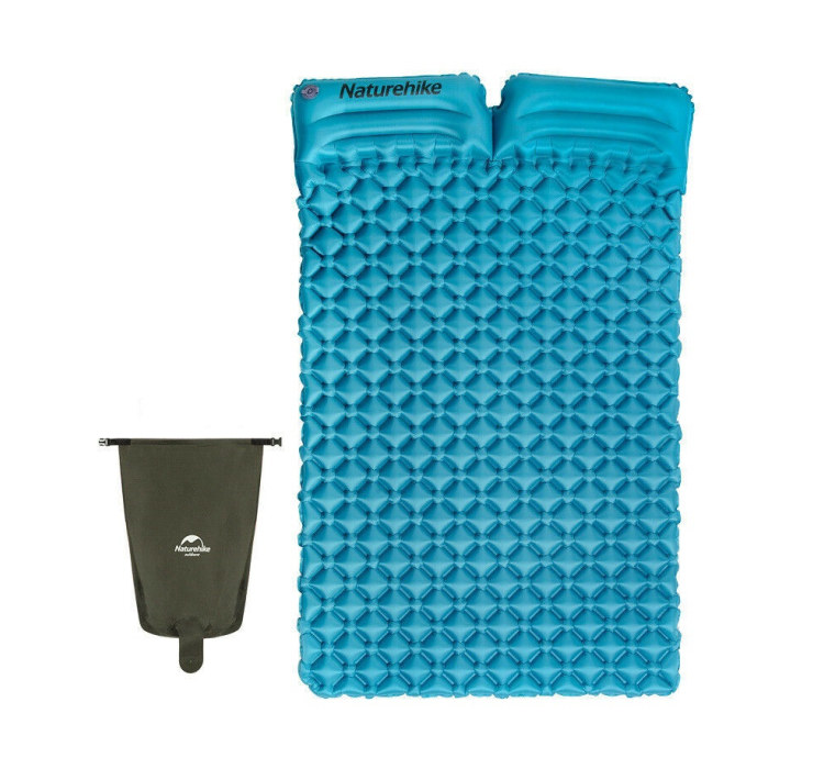 Подвійний надувний матрац з подушками Nature Hike ULTRALIGH TPU 185x115x5см. Вага 965гр, синій - 1 Подвійний надувний матрац з подушками Nature Hike ULTRALIGH TPU 185x115x5см. Вага 965гр, синій - 1