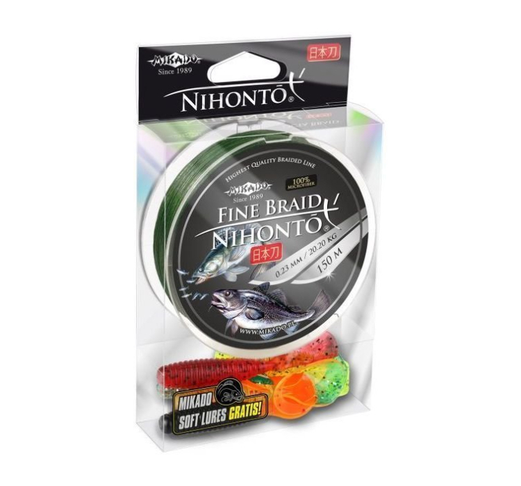 Плетений шнур Mikado NIHONTO FINE BRAID 150 м зелений 0,18 мм - 1 Плетений шнур Mikado NIHONTO FINE BRAID 150 м зелений 0,18 мм - 1
