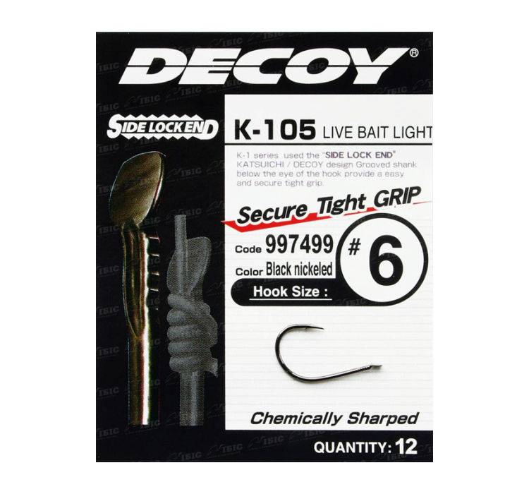 Крючок Decoy K-105 Live Bait Light #9 (12 шт/уп) - 1
